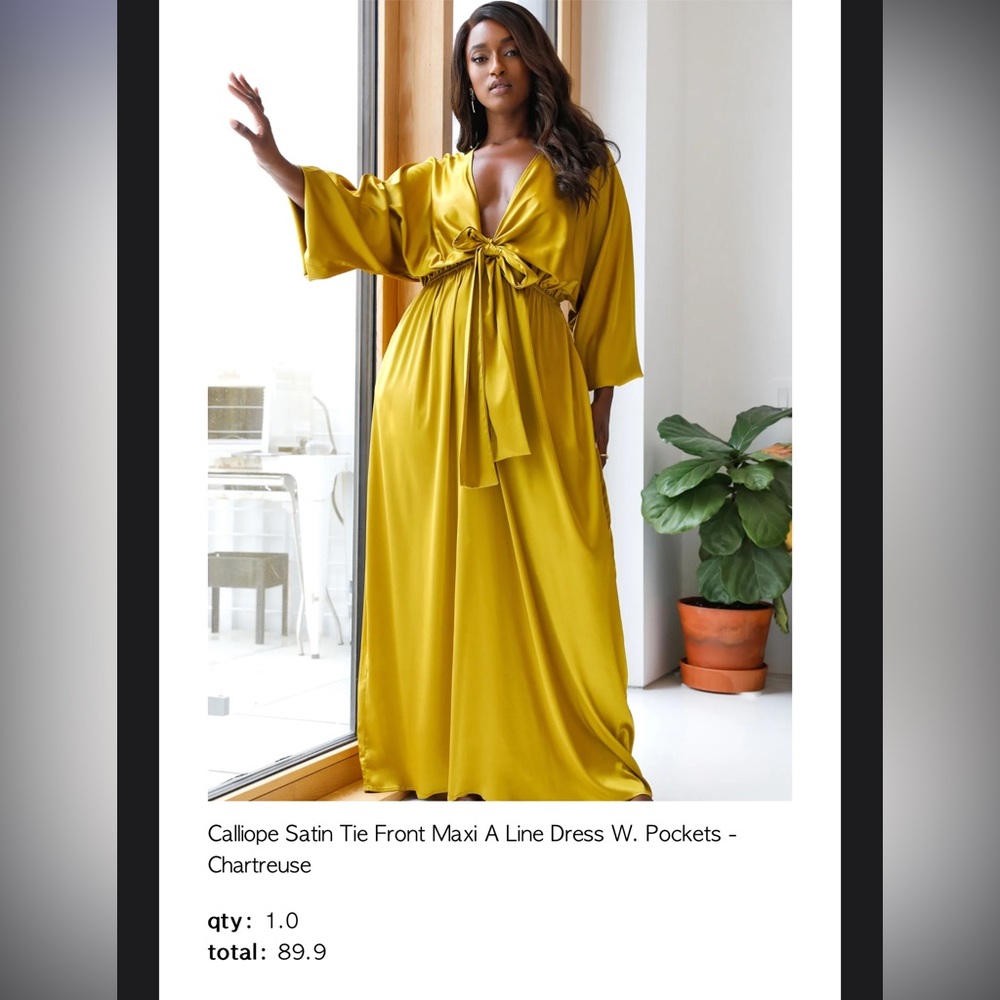 Satin tie front A-line dress from Rebdolls! Bought a 26 it runs big!